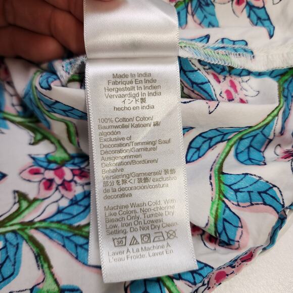 J Crew Factory Womens Puff Sleeve Top Size Large Floral Print Smocked Cotton - Picture 8 of 11